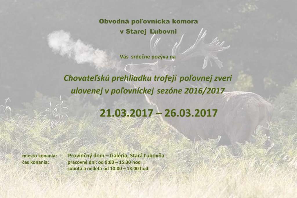 Výstava - Chovateľská prehliadka poľovnej zveri Výstava - Chovateľská prehliadka poľovnej zveri