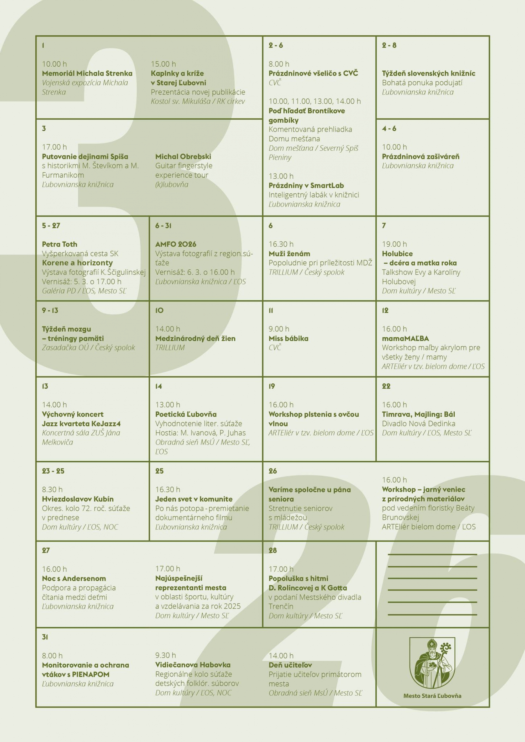 Kalendár podujatí - MAREC