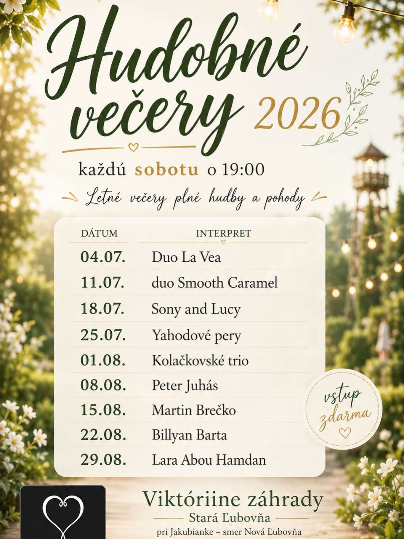 Hudobné večery 2026